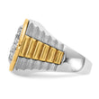 14k Two-tone Men's Polished Satin and Diamond-cut Round 2 Carat Lab Grown Diamond Cluster Ring, Size 10 - Birthstone Company