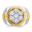 14k Two-tone Men's Polished Satin and Diamond-cut Round 2 Carat Lab Grown Diamond Cluster Ring, Size 10 - Birthstone Company