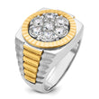 14k Two-tone Men's Polished Satin and Diamond-cut Round 2 Carat Lab Grown Diamond Cluster Ring, Size 10 - Birthstone Company