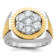 14k Two-tone Men's Polished Satin and Diamond-cut Round 2 Carat Lab Grown Diamond Cluster Ring, Size 10 - Birthstone Company
