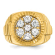 14k Men's Polished Satin and Diamond-cut Round 2 Carat Lab Grown Diamond Cluster Ring, Size 10 - Birthstone Company