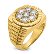 14k Men's Polished Satin and Diamond-cut Round 2 Carat Lab Grown Diamond Cluster Ring, Size 10 - Birthstone Company