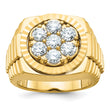 14k Men's Polished Satin and Diamond-cut Round 2 Carat Lab Grown Diamond Cluster Ring - Sophia Jewelers