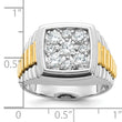 IBGoodman 10k Two-tone Men's Polished and Textured 1 Carat A Quality Diamond Cluster Ring