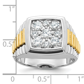 IBGoodman 10k Two-tone Men's Polished and Textured 1 Carat A Quality Diamond Cluster Ring