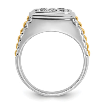 14k Two-tone Men's Complete Lab Grown VS/SI FGH Dia Cluster Ring, Size 10 - Birthstone Company