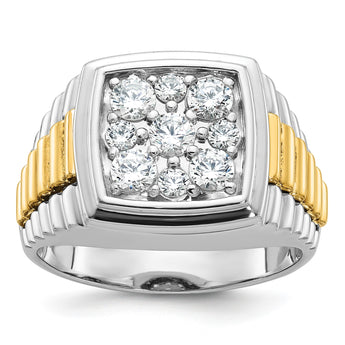 14k Two-tone Men's Complete Lab Grown VS/SI FGH Dia Cluster Ring, Size 10 - Birthstone Company