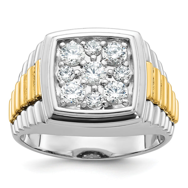 14k Two-tone Men's Complete Lab Grown VS/SI FGH Dia Cluster Ring, Size 10 - Birthstone Company