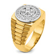14k Two-tone Men's Polished Satin and Textured 1 Carat Lab Grown Diamond Ring, Size 10 - Birthstone Company