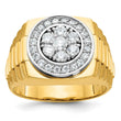 14k Two-tone Men's Polished Satin and Textured 1 Carat Lab Grown Diamond Ring, Size 10 - Birthstone Company