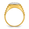 14k Two-tone Men's Polished Satin and Ribbed Round 1/2 Carat Lab Grown Diamond Cluster Ring, Size 10 - Birthstone Company