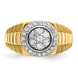 14k Two-tone Men's Polished Satin and Ribbed Round 1/2 Carat Lab Grown Diamond Cluster Ring, Size 10 - Birthstone Company