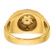 14k Two-tone Men's Polished Satin and Ribbed Round 1/2 Carat Lab Grown Diamond Cluster Ring, Size 10 - Birthstone Company