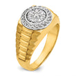 14k Two-tone Men's Polished Satin and Ribbed Round 1/2 Carat Lab Grown Diamond Cluster Ring, Size 10 - Birthstone Company