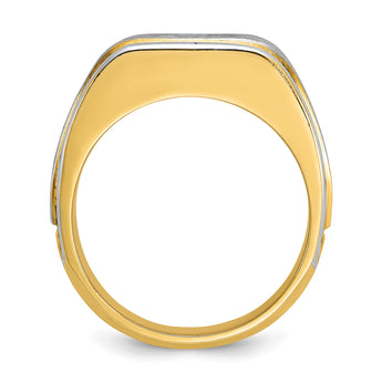 14k Two-tone Men's Polished and Satin Complete Lab Grown VS/SI FG, Size 10 - Birthstone Company