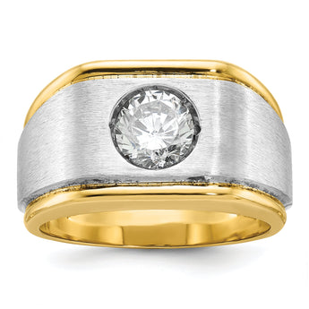 14k Two-tone Men's Polished and Satin Complete Lab Grown VS/SI FG - Sophia Jewelers