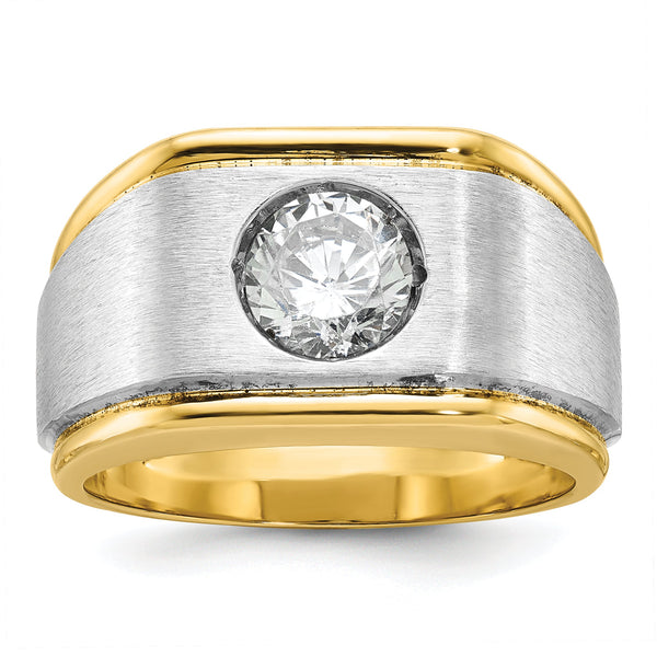 14k Two-tone Men's Polished and Satin Complete Lab Grown VS/SI FG - Sophia Jewelers