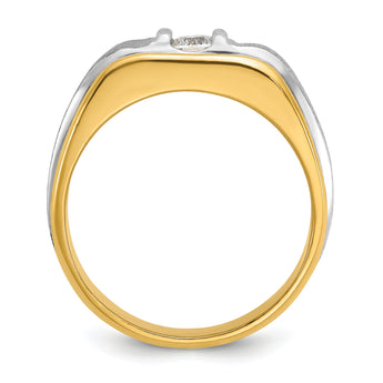 14k Two-tone Men's Polished and Satin Complete Lab Grown VS/SI FG - Sophia Jewelers