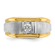 14k Two-tone Mens Polished and Satin 1/4 carat Diamond Complete Ring, Size 10 - Birthstone Company
