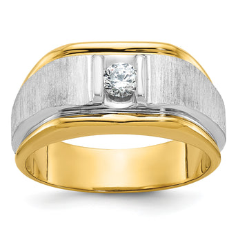 14k Two-tone Men's Polished and Satin Complete Lab Grown VS/SI FG, Size 10 - Birthstone Company