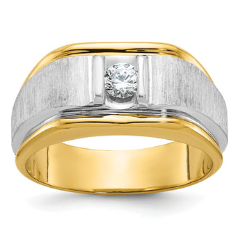 14k Two-tone Men's Polished and Satin Complete Lab Grown VS/SI FG - Sophia Jewelers