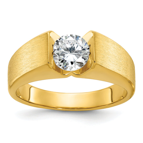 14k Men's Polished and Satin Complete Lab Grown VS/SI FGH Dia Rin - Sophia Jewelers