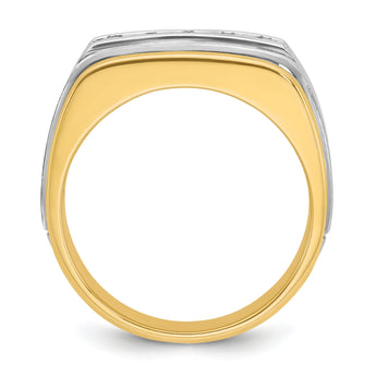 IBGoodman 10k Two-tone Men's Polished Satin and Grooved 5-Stone 1/2 Carat A Quality Diamond Ring