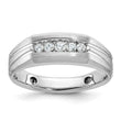 10k White Gold 1/4 carat Lab Grown Diamond VS/SI+ G+ Complete Polished Satin and Grooved Five Stone