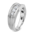 IBGoodman 10k White Gold Men's Polished Satin and Grooved 5-Stone 1 Carat A Quality Diamond Ring