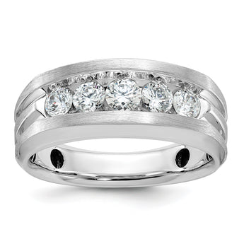 14k White Gold Men's Satin Finish Lab Grown VS/SI FGH Dia Complet, Size 10 - Birthstone Company