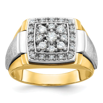 14k Two-tone Men's Polished and Satin 1/2 Carat Lab Grown Diamond Ring, Size 10 - Birthstone Company