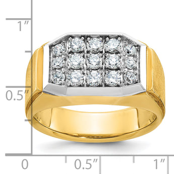 IBGoodman 10k with White Rhodium Men's Polished and Satin 1 Carat A Quality Diamond Cluster Ring
