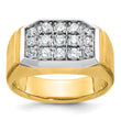 IBGoodman 10k with White Rhodium Men's Polished and Satin 1 Carat A Quality Diamond Cluster Ring