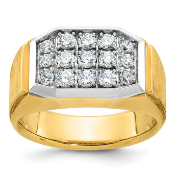 IBGoodman 10k with White Rhodium Men's Polished and Satin 1 Carat A Quality Diamond Cluster Ring