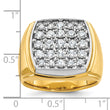 IBGoodman 10k Two-tone Men's Polished and Satin 1 5/8 Carat A Quality Diamond Cluster Ring