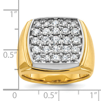 IBGoodman 10k Two-tone Men's Polished and Satin 1 5/8 Carat A Quality Diamond Cluster Ring