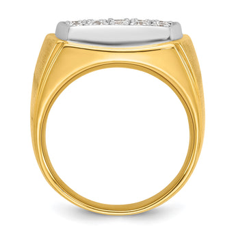 14k Two-tone Men's Polished and Satin 1 5/8 Carat Lab Grown Diamond Cluster Ring, Size 10 - Birthstone Company