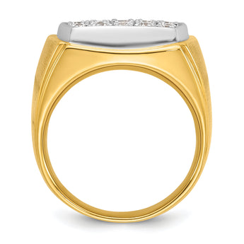 14k Two-tone Men's Polished and Satin 1 5/8 Carat Lab Grown Diamond Cluster Ring - Sophia Jewelers