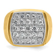 14k Two-tone Men's Polished and Satin 1 5/8 Carat Lab Grown Diamond Cluster Ring, Size 10 - Birthstone Company