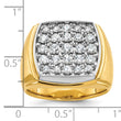 14k Two-tone Men's Polished and Satin 1 5/8 Carat Lab Grown Diamond Cluster Ring, Size 10 - Birthstone Company