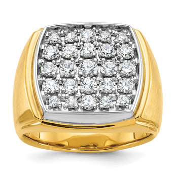 14k Two-tone Men's Polished and Satin 1 5/8 Carat Lab Grown Diamond Cluster Ring, Size 10 - Birthstone Company
