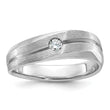 14k White Gold Mens Polished and Satin 1/10 carat Diamond Complete Ring
