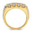 14k Two-tone Men's Polished and Textured 4-Row 2 Carat Lab Grown Diamond Ring, Size 10 - Birthstone Company