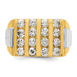 14k Two-tone Men's Polished and Textured 4-Row 2 Carat Lab Grown Diamond Ring, Size 10 - Birthstone Company
