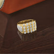 14k Two-tone Men's Polished and Textured 4-Row 2 Carat Lab Grown Diamond Ring, Size 10 - Birthstone Company