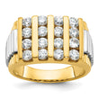 14k Two-tone Men's Polished and Textured 4-Row 2 Carat Lab Grown Diamond Ring, Size 10 - Birthstone Company