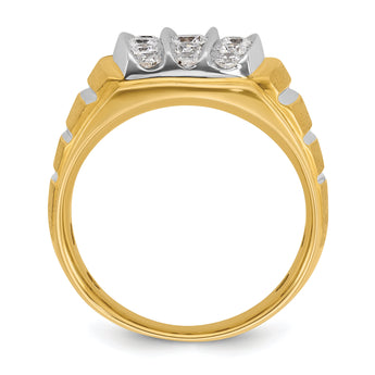 IBGoodman 10k Two-tone Men's Polished Satin and Grooved 1 Carat A Quality Diamond Ring