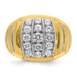 IBGoodman 10k Two-tone Men's Polished Satin and Grooved 1 Carat A Quality Diamond Ring
