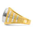 14k Two-tone Men's Polished Satin and Grooved 1 Carat Lab Grown Diamond Ring, Size 10 - Birthstone Company