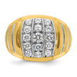14k Two-tone Men's Polished Satin and Grooved 1 Carat Lab Grown Diamond Ring, Size 10 - Birthstone Company